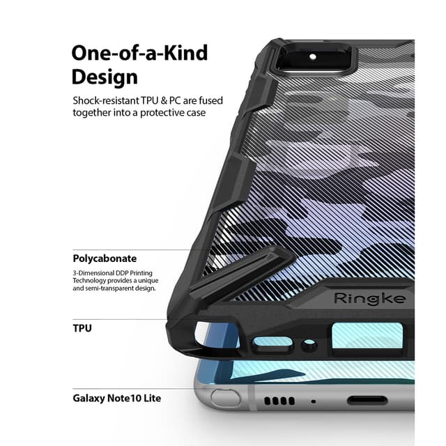 Ringke Case for Galaxy Note 10 Lite Hard Back Cover Fusion-X Ergonomic Transparent Shock Absorption TPU Bumper ( Compatible with Samsung Galaxy Note10 Lite ) - Camo Black - Camo Black