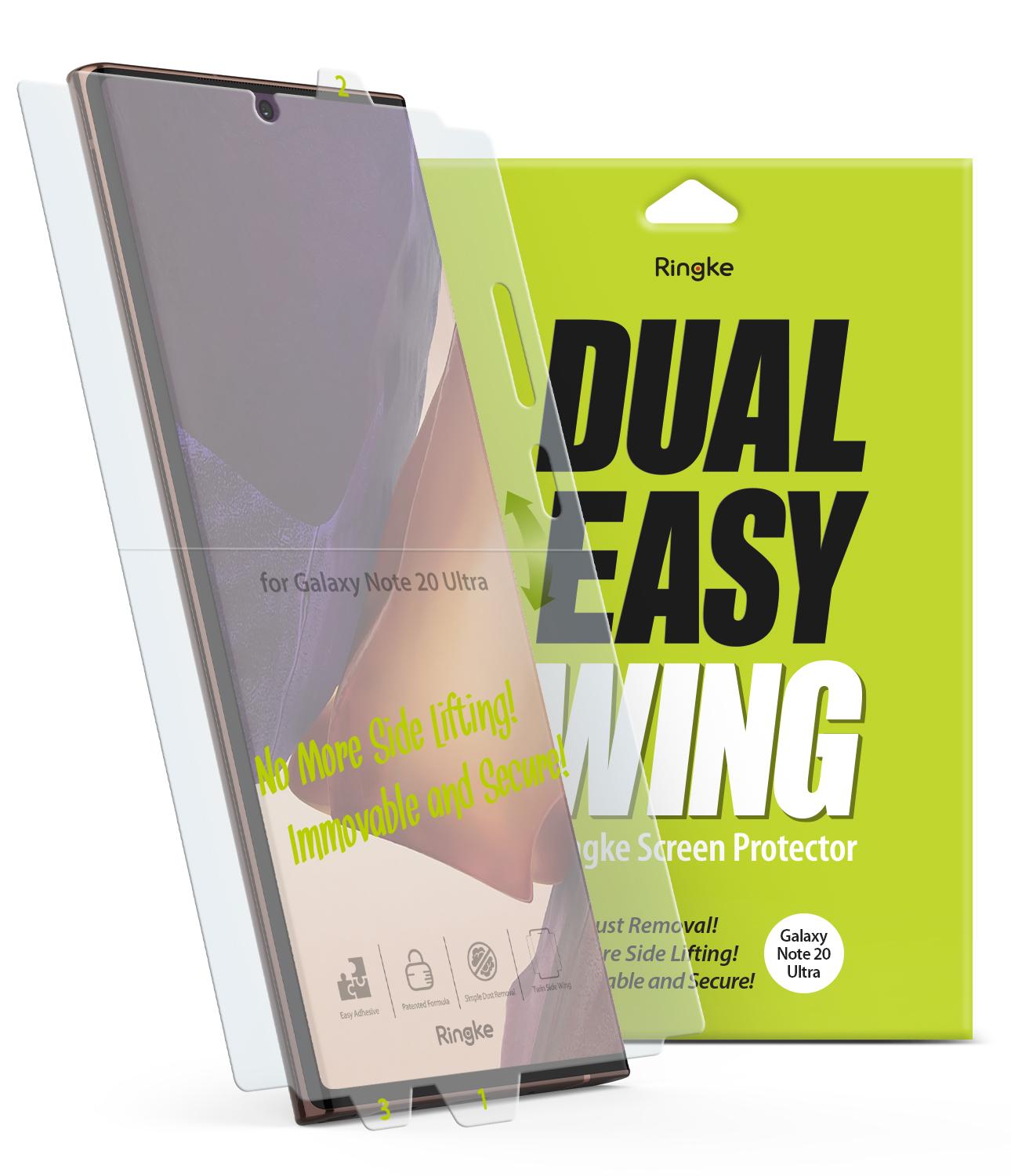 Ringke Dual Easy Wing Samsung Galaxy Note 20 Ultra Screen Protector Full Coverage (Pack of 2) Dual Easy Film Case Friendly Protective Film [ Designed for Screen Guard For Samsung Galaxy Note 20 Ultra ] - Clear