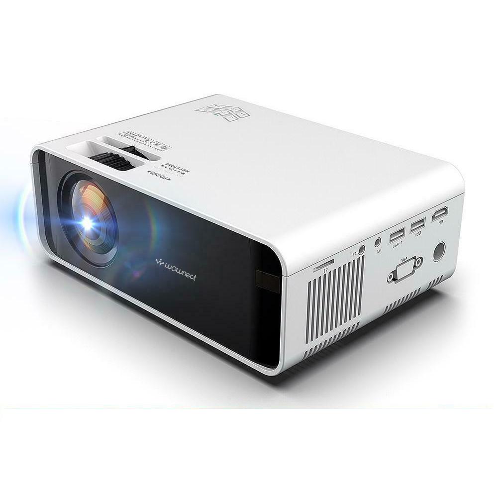Wownect Home Theater LED Projector W80 Sync Mini Home Entertainment Cinema Projector with 1500 Lumens HD 3D Projector Miracast Wireless Mobile Screening (HDMI USB VGA Headphone AV Audio SD Port) - White