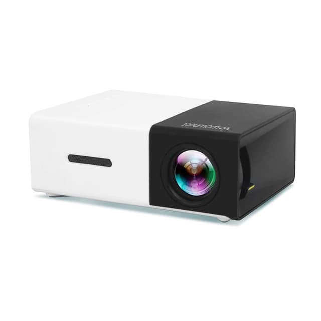 Wownect Mini Home Theater Projector YG-300 LCD LED Projector 400-600 Lumens Support 1080P with 1300mAH Battery In-Built Portable Home Cinema Projector - White, Black - Black, White