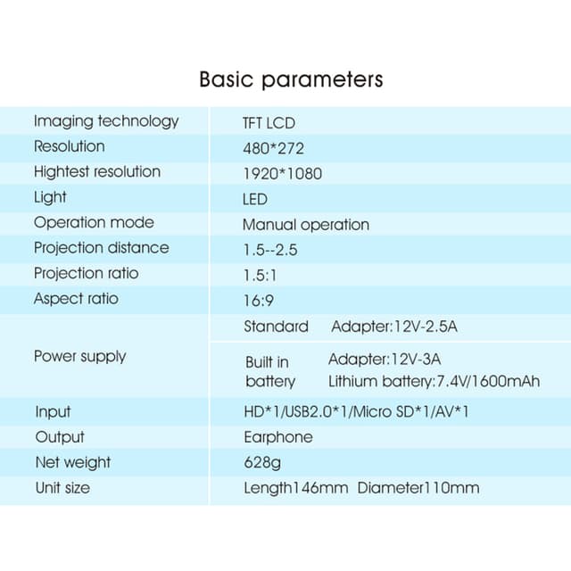 بروجكتر صغير 800 شمعة Wownect Mini Projector LED