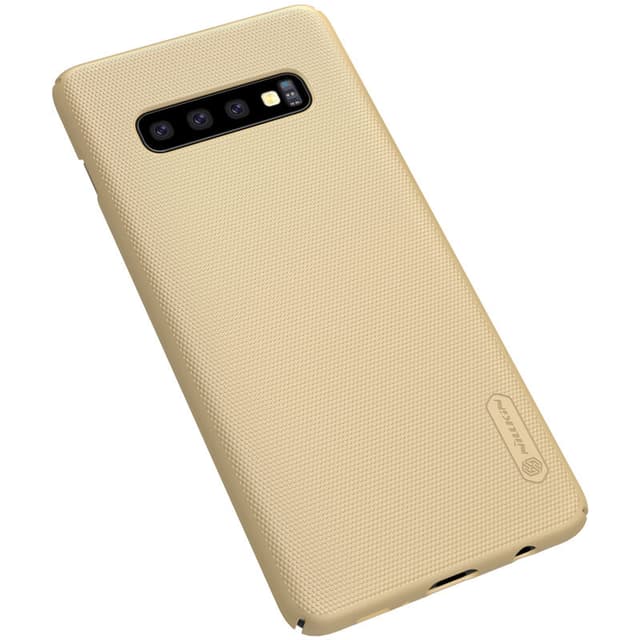 كفر موبايل Nillkin Samsung Galaxy S10 Plus Mobile Cover Super Frosted Hard Phone Case with Stand - Gold