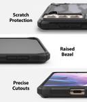 Ringke Compatible with Samsung Galaxy S21 Cover Hard Fusion-X Ergonomic Transparent Shock Absorption TPU Bumper [ Designed Case for Galaxy S21 ] - Camo Black - Camo Black - SW1hZ2U6MTI3MDU1