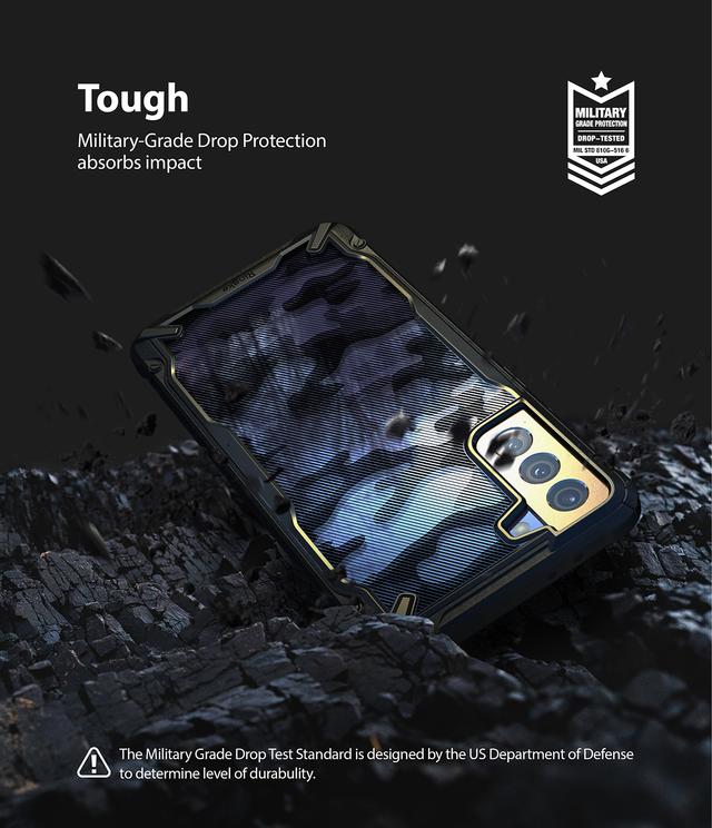 Ringke Compatible with Samsung Galaxy S21 Cover Hard Fusion-X Ergonomic Transparent Shock Absorption TPU Bumper [ Designed Case for Galaxy S21 ] - Camo Black - Camo Black - SW1hZ2U6MTI3MDY1