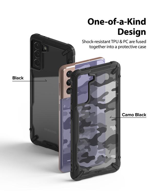 Ringke Compatible with Samsung Galaxy S21 Plus Cover Hard Fusion-X Ergonomic Transparent Shock Absorption TPU Bumper [ Designed Case for Galaxy S21 Plus ] - Camo Black - Camo Black - SW1hZ2U6MTMyOTIz