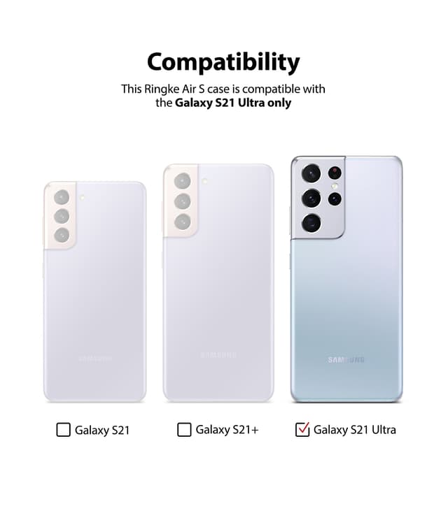 Ringke Cover for Galaxy S21 Ultra Case Air-S Series Thin Flexible Shockproof Slim TPU Lightweight Cover [ Anti-Slip ][ Designed Case for Samsung Galaxy S21 Ultra ]- Lavender Grey - Lavender Grey