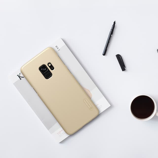 Nillkin Samsung Galaxy S9 Frosted Hard Shield Phone Case Cover with Screen Protector - Gold - Gold