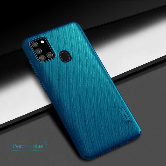 كفر موبايل Nillkin Cover Compatible with Samsung Galaxy A21s Case Super Frosted Shield Hard Phone Cover [ Slim Fit ]  - Blue - SW1hZ2U6MTIxNTYy