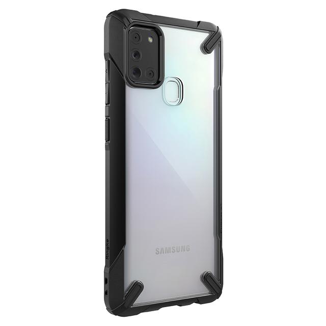 Ringke Cover for Samsung Galaxy A21s Case Hard Fusion-X Ergonomic Transparent Shock Absorption TPU Bumper [ Designed Case for Galaxy A21s ] - Black - Black - SW1hZ2U6MTI5Mjg1