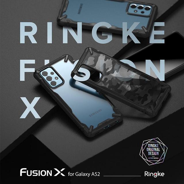 Ringke Case Compatible with Samsung Galaxy A52 5G Hard Fusion-X Ergonomic Transparent Shock Absorption TPU Bumper [ Designed Case for Galaxy A52 5G ] - Black - Black - SW1hZ2U6MTI3NDYz