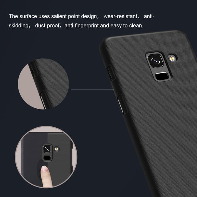 Nillkin Cover Compatible with Samsung Galaxy A8 Plus (2018) Case Super Frosted Shield Hard Phone Cover [ Slim Fit ] [ Designed Case for Galaxy A8 Plus (2018) ] - Black - Black