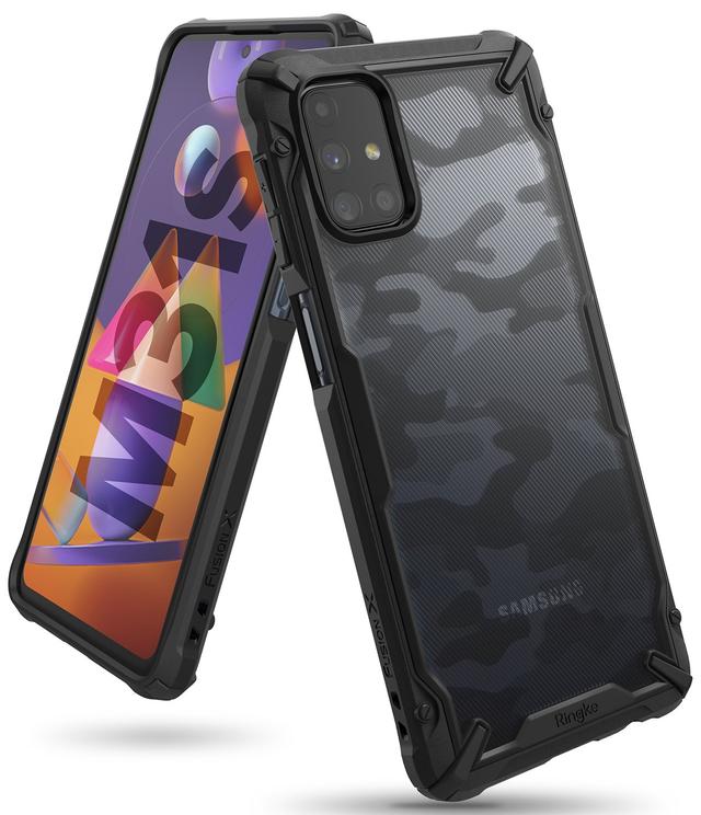 Ringke Compatible with Samsung Galaxy M31S Cover Hard Fusion-X Ergonomic Transparent Shock Absorption TPU Bumper [ Designed Case for Galaxy M31S ] - Camo Black - Camo Black - SW1hZ2U6MTI3NTUy
