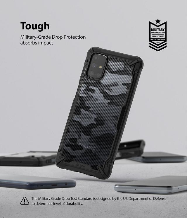 Ringke Compatible with Samsung Galaxy M31S Cover Hard Fusion-X Ergonomic Transparent Shock Absorption TPU Bumper [ Designed Case for Galaxy M31S ] - Camo Black - Camo Black - SW1hZ2U6MTI3NTU2