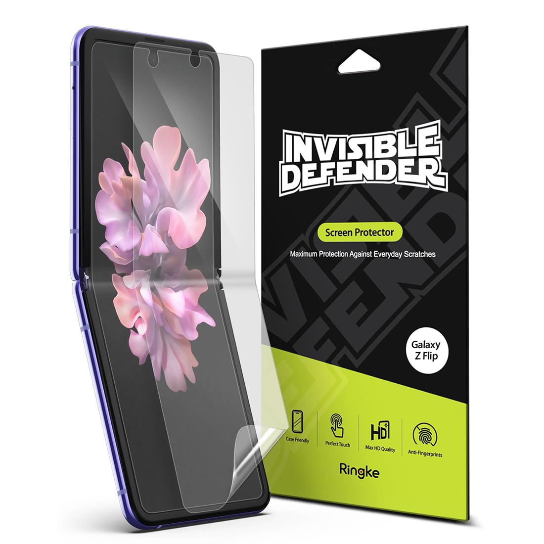 Ringke Invisible Defender Full Coverage (2 Pack) Screen Guard for Samsung Galaxy Z Flip (2020) Screen Protector - Clear