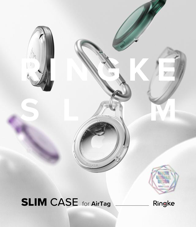 Ringke Rinkge Slim Case Compatible with Apple Airtag Cover Transparent Lightweight With Carabiner Keychain for keys, Accessories, Earbuds, Pet Collars [4 Pack] - Assorted Color - Multicolor - SW1hZ2U6MTI4NDU5