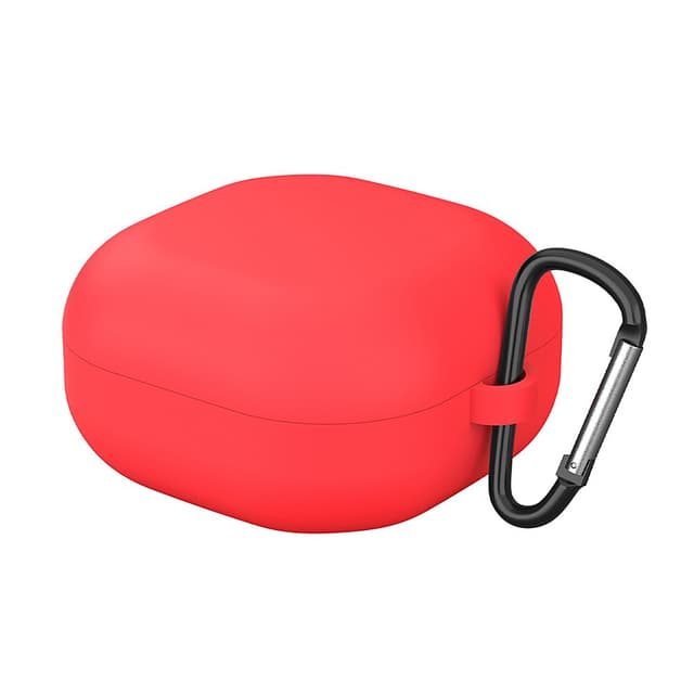 O Ozone Silicone Case Compatible for Galaxy Buds Live Shockproof Cover Soft Flexible with Fur Keychain & Hook [Compatible with Wireless Charging] [Perfect Fit Samsung Galaxy Buds Live Case] - Red - Red