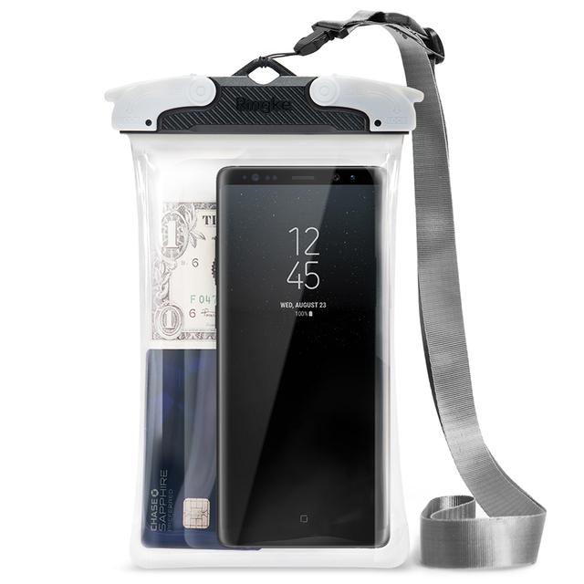 Ringke Waterproof Phone Case IPX8 Underwater Phone Pouch Sealed Clear Dry Bag with Lanyard Strap for iPhone, Samsung, Huawei [iPhone 12 / 11 / Galaxy S20 Ultra / Huawei P40 Pro / Galaxy Note 20 ] - Black - SW1hZ2U6MTI3NTE5