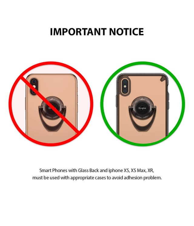 Ringke Prism Ring (Multi-Angle), Finger Ring Phone Holder Stand Attachable Full 360 Adjustable Rotation Grip Universal Smartphone Loop Kickstand for iPhone, For Galaxy Phone -[1 Clear 1 Smoke Black] - Clear, Smoke Black