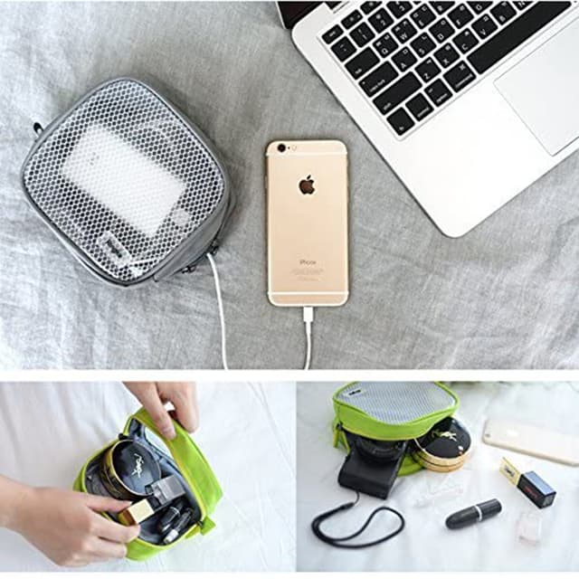 Ringke Travel Organizer Pouch For Phone Accssoies, Compact Devices, Chargers Storage Bag (Small) - Green - Green