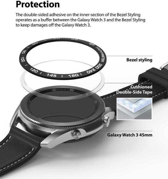 اطار حماية للساعة  Ringke  - Bezel Styling for Galaxy Watch 3 45mm Black - SW1hZ2U6MTMzMTcz