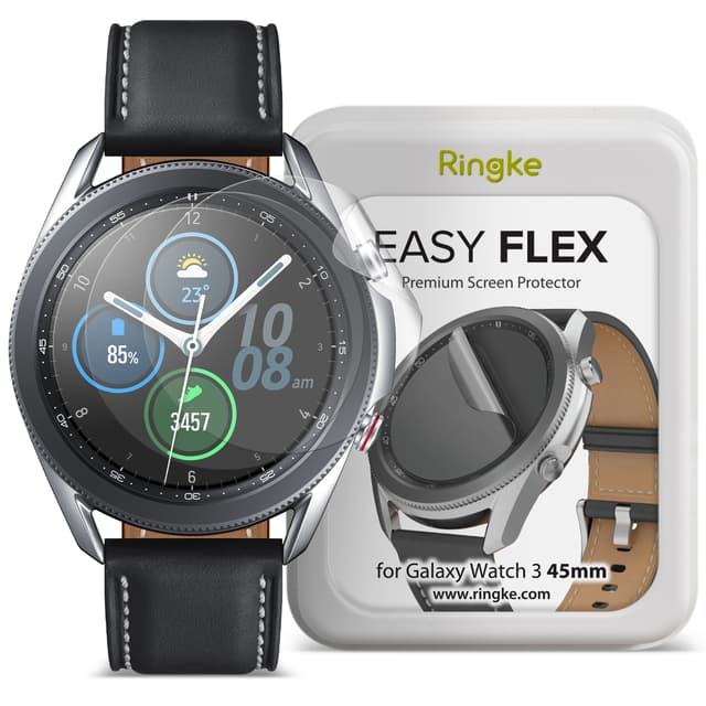 Ringke Easy Flex Screen Protector for Samsung Galaxy Watch Active 3 45mm Screen Guard, Antibacterial [Edge-to-Edge Protection][ Bubble-Free Scratch Protection ][Designed for Galaxy Watch Active 3 ] - Clear