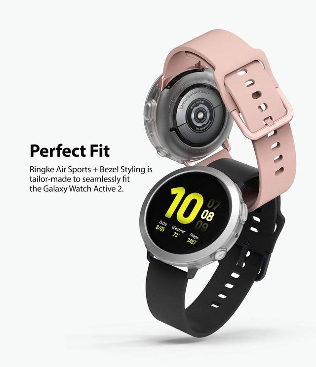 Ringke [Air Sports + Bezel Styling] Compatible for Samsumg Galaxy Watch Active 2 44mm, Soft TPU Case with Bezel Ring Adhesive Cover [ Designed Case for Galaxy Watch Active 2 ] - Matte Clear, 44-20 - Matte Clear - SW1hZ2U6MTI4ODc4
