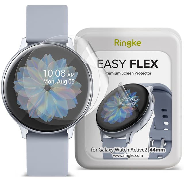 Ringke Easy Flex Screen Protector for Samsung Galaxy Watch Active 2 Screen Guard, Antibacterial [Edge-to-Edge Protection] [ Bubble-Free Scratch Protection ] [Designed for Galaxy Watch Active 2 ] - Clear