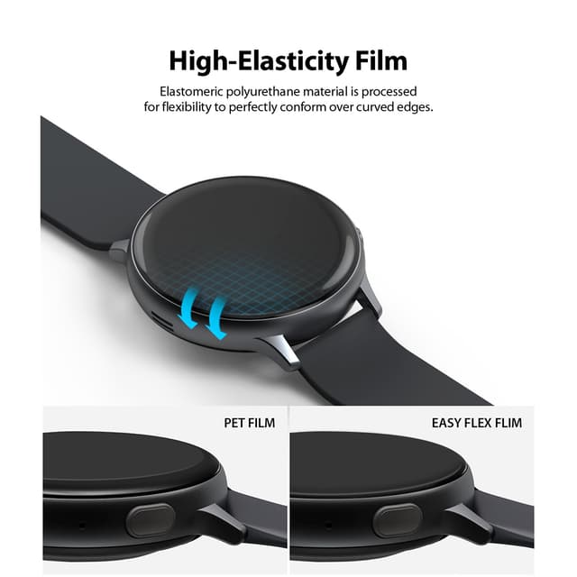 Ringke Easy Flex Screen Protector for Samsung Galaxy Watch Active 2 Screen Guard, Antibacterial [Edge-to-Edge Protection] [ Bubble-Free Scratch Protection ] [Designed for Galaxy Watch Active 2 ] - Clear
