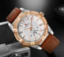 ساعة اليد الرجالية المضادة للماء 9118 Analog leather Men's Waterproof Sport Watch - Naviforce