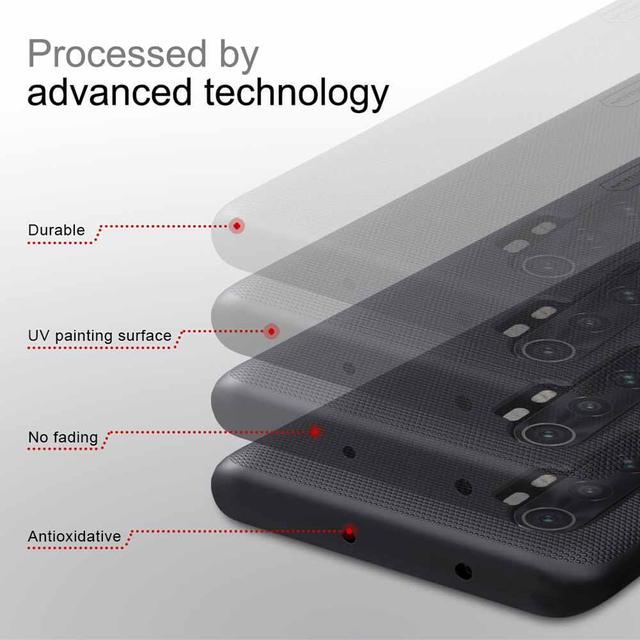 كفر موبايل Nillkin Xiaomi Mi Note 10 Lite Case Mobile Cover Super Frosted Shield Hard Phone Cover with Stand [ Slim Fit ] - Black - SW1hZ2U6MTIyMDMx