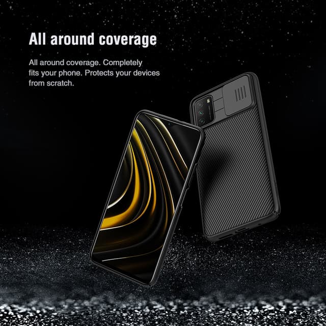 Nillkin Case for Xiaomi Poco M3 Cover Hard CamShield with Camera Slide Protective Cover [ Perfect Design Compatible with Xiaomi Poco M3 ] - Black - Black