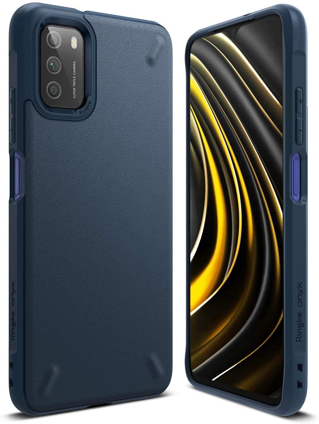 Ringke Onyx Cover Compatible with Xiaomi Poco M3, Tough Rugged Durable Shockproof Flexible Premium TPU Protective Phone Back Case for Poco M3 - Navy - Navy