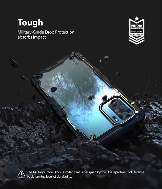 Ringke Case Compatible with Xiaomi Redmi Note 10 / 10S Hard Fusion-X Ergonomic Transparent Shock Absorption TPU Bumper [ Designed Case for Xiaomi Redmi Note 10 / 10S ] - Black - Black