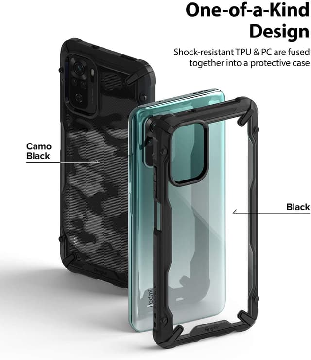 Ringke Case Compatible with Xiaomi Redmi Note 10 / 10S Hard Fusion-X Ergonomic Transparent Shock Absorption TPU Bumper [ Designed Case for Xiaomi Redmi Note 10 / 10S ] - Black - Black