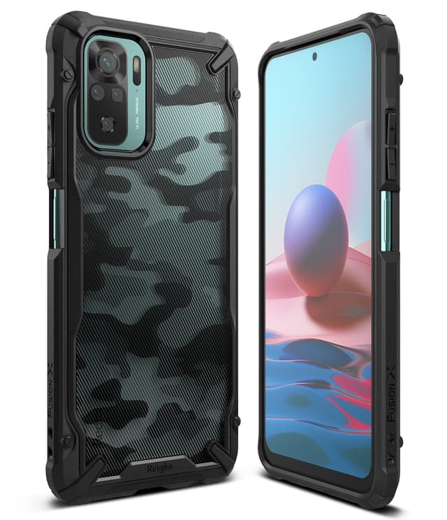Ringke Case Compatible with Xiaomi Redmi Note 10 / 10S Hard Fusion-X Ergonomic Transparent Shock Absorption TPU Bumper [ Designed Case for Xiaomi Redmi Note 10 / 10S ] - Camo Black - Camo Black