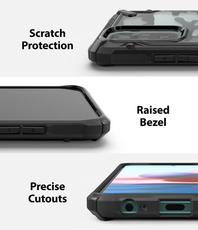 Ringke Case Compatible with Xiaomi Redmi Note 10 / 10S Hard Fusion-X Ergonomic Transparent Shock Absorption TPU Bumper [ Designed Case for Xiaomi Redmi Note 10 / 10S ] - Camo Black - Camo Black