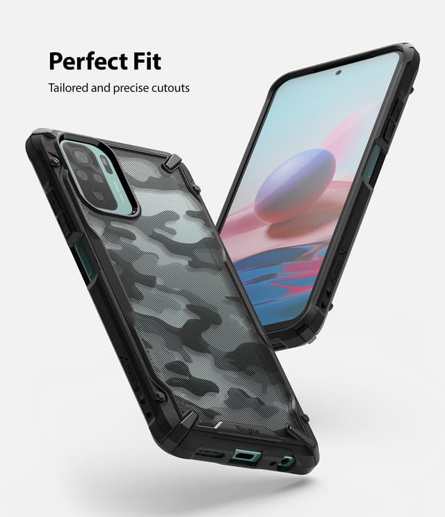 Ringke Case Compatible with Xiaomi Redmi Note 10 / 10S Hard Fusion-X Ergonomic Transparent Shock Absorption TPU Bumper [ Designed Case for Xiaomi Redmi Note 10 / 10S ] - Camo Black - Camo Black