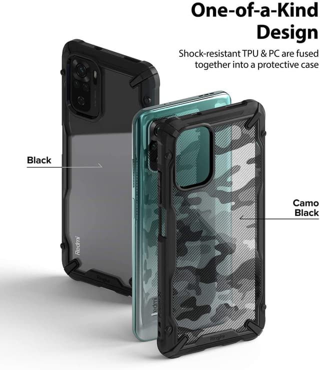 Ringke Case Compatible with Xiaomi Redmi Note 10 / 10S Hard Fusion-X Ergonomic Transparent Shock Absorption TPU Bumper [ Designed Case for Xiaomi Redmi Note 10 / 10S ] - Camo Black - Camo Black