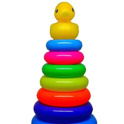 لعبة الحلقات الملونة 10-Piece Rainbow Duck Donut Ring Set