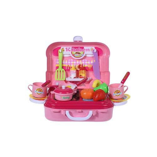 لعبة مجموعة المطبخ للأطفال 20-Piece Kitchen Suitcase Toy Playset