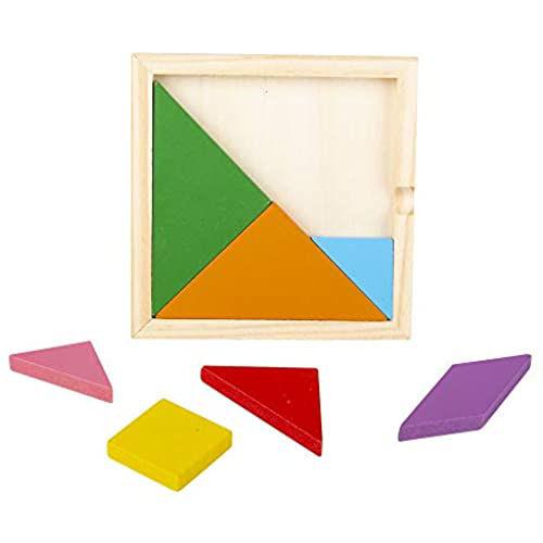Srenta Wooden Tangram Intelligence Puzzle Toy for Kids, 12 Pack