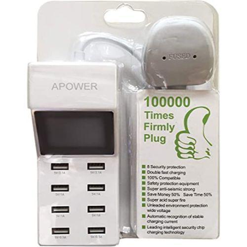 Apower Power Adapter with USB Port for Smartphone and Tablet, White