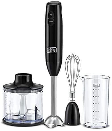 BLACK&DECKER Black+Decker 600W 3 in 1 Hand Blender with Chopper Black  HB600 B5 2 Years Warranty