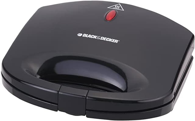 BLACK&amp;DECKER Black+Decker 600W 2 Slice Non Stick Sandwich Maker Black  TS1000 B5 2 Years Warranty