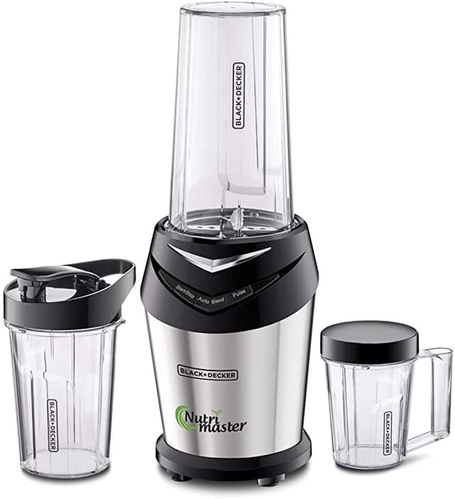 خلاط سموثي يدوي 600 واط Black+Decker NutriMaster Blender/Smoothie Maker  3 Jars with Lids - 128820