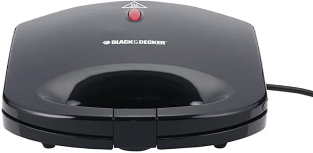 BLACK&amp;DECKER Black+Decker 600W 2 Slice Non Stick Sandwich Maker Black  TS1000 B5 2 Years Warranty