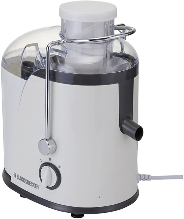 عصارة بطيئة للفواكه 400 واط 1.3 لتر أبيض بلاك اند ديكر Black+Decker White 1.3L 400W Juicer Extractor With Wide Chute