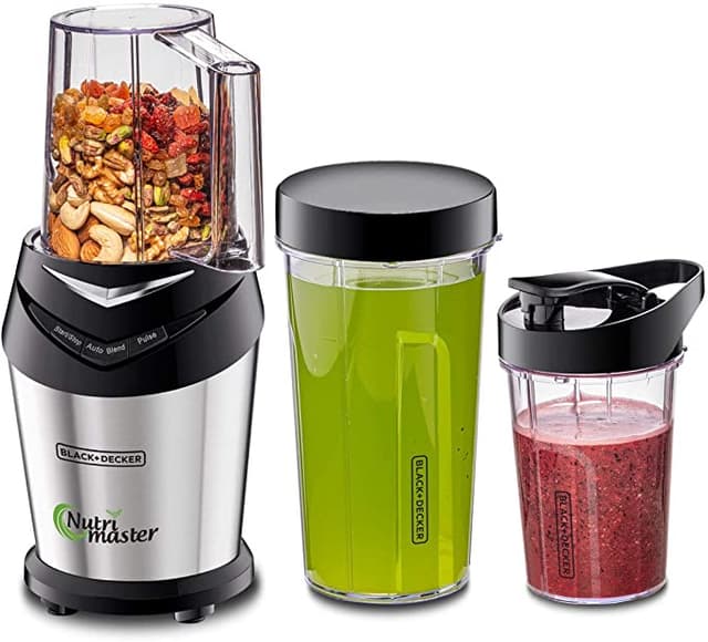 خلاط سموثي يدوي 600 واط Black+Decker NutriMaster Blender/Smoothie Maker  3 Jars with Lids - 128818