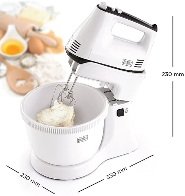 خلاط يدوي 300 واط Black+Decker 5 Speed Multifunction Bowl And Stand Mixer