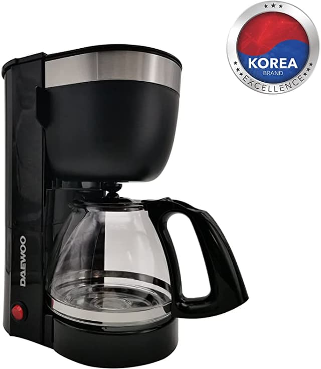 Daewoo Coffee Machine 10 Cup Coffee Maker for Drip Coffee and Espresso with 1.25L Glass Carafe 800W Korean Technology